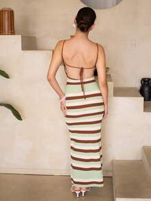 Andrea Bello Women's Spring/Summer New Knitted Crochet Crossed Backless Striped Bohemian Dress, Elegant Vacation Dress Summer Outfits For Women Ave Outfits Festival Rave Festival Rave Outfits Festival Outfits For Women Country Concert Outfit Festival Outfits Sundress Western Clothes For Women Summer Dresses For Women Dresses For Women Summer Outfits For Women Vacation Boho Elegant Dresses Vacation Outfits Women Elegant Dresses For Women - Multicolor - View 3