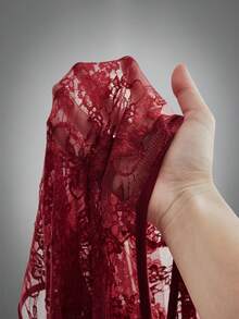 SHEIN ICON Blusa de manga de campana con encaje para mujer de talla grande - Morado - Ver 11