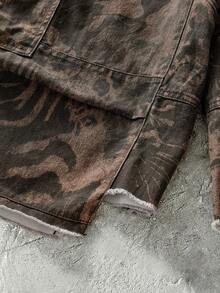 NEON BLANC Quần short denim nam in họa tiết, gấu quần rách. - màu nâu - Xem 4