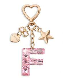 Llavero con letra linda, llavero rosa con diamante, llavero colgante de letra mayúscula de resina con lámina, llavero elegante, regalo para mujer, decoración de billetera, Día del Padre, Día de la Madre, regalo de cumpleaños, regalo festivo de Acción de Gracias y Navidad. - Polvo de diamante - Ver 25