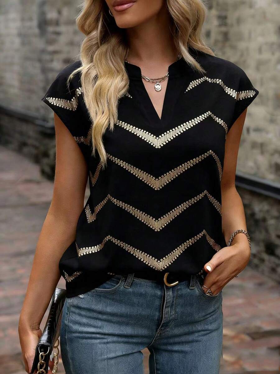 Áo sơ mi nữ cổ chữ V, kiểu dáng thường ngày, dễ phối đồ. - trắng - Xem 1