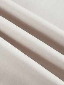 Mercer Haus Setelan Celana Lengan Pendek Longgar Pria Ukuran Besar, Setelan Kasual Warna Polos Kerah Lurus Tenun, Untuk Perjalanan Sehari-hari - Aprikot - View 9