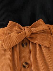 SHEIN Elladie kids 2件套青少年女孩休闲纯色长袖T恤和裙子套装 - 彩色 - 查看 3