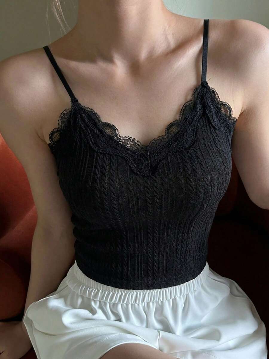 Áo hai dây phối ren đa năng dành cho nữ - màu đen - Xem 1