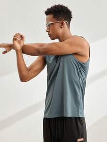 Driftmere Men Solid Tank Top Gym - Blue - View 6