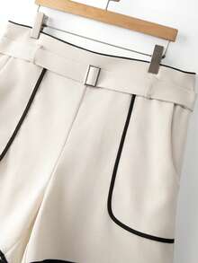 GlowEve CURVE Pantalones cortos casuales de mujer de talla grande con cinturón de contraste de unicolor, para primavera/verano - Multicolor - Ver 7