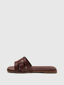 CUCCOO BIZCHIC 舒适简约百搭女士平底凉鞋 - 咖啡棕 - 查看 2