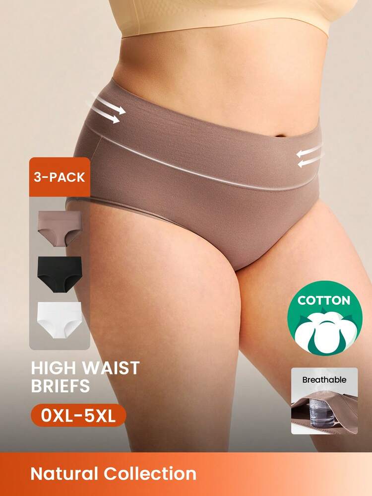 Plus 3-Pack High-Waist Briefs