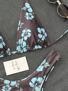 Swim Mod Floral Print Bikini Swimsuit Set For Holiday & Beach For Summer Beach Vacation - Multicolor - View 5