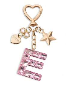 Llavero con letra linda, llavero rosa con diamante, llavero colgante de letra mayúscula de resina con lámina, llavero elegante, regalo para mujer, decoración de billetera, Día del Padre, Día de la Madre, regalo de cumpleaños, regalo festivo de Acción de Gracias y Navidad. - Polvo de diamante - Ver 19