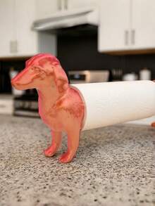 1PC Vintage Dachshund Dog Shape Brown Ceramic Freestanding Countertop Kitchen Paper Towel Holder Dispenser Creative Animal Decor Storage Organizer For Kitchen Bathroom Living Room Home Decor Funny Exquisite Gift For Friends - Multicolor - View 6