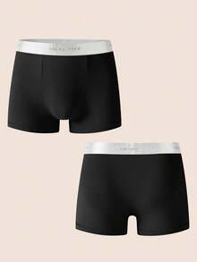 3 piezas/paquete Calzoncillos casuales de uso diario con estampado de letras para hombres - Multicolor - Ver 4