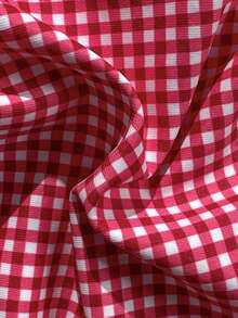 Swim Mod 女士新款性感红白格子蝴蝶结比基尼两件套，适合夏季海滩度假 - 彩色 - 查看 7