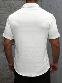 EGENSIO Men's White Plaid Textured Short Sleeve Shirt - White - View 2