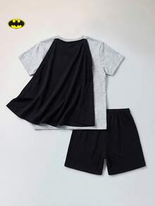 Maija Kids BATMAN X SHEIN Maija Kids 3件套男童超级英雄图案圆领短袖上衣和松紧腰短裤 - 彩色 - 查看 5