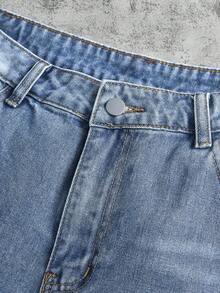 Manfinity ZONE917 Quần short denim thời trang dáng rộng rãi, thoải mái, có túi ombre dành cho nam, phong cách nhiệt đới, dạo phố, thể thao đại học, phong cách Emo - Màu xanh lam - Xem 2