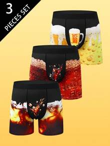 Notgurli Bộ 3 quần lót boxer nam in họa tiết tối giản. - Nhiều màu - Xem 1