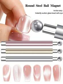 2Pcs Double Headed Cat Eye Magnet Nail Tools Smooth Shiny Surface Strong Magnetic For Gel Nail Polish Design Professional Nail Accessories Precise Sturdy For Nail Technician Female Manicure Christmas Gift - multicolor - View 9