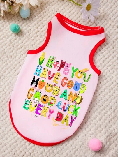 PETSIN Áo vest cho thú cưng in hình sư tử nhỏ, ếch ngô, sâu bướm dễ thương, màu hồng và đỏ, kiểu dáng giản dị, mềm mại và thoáng khí, chống rụng lông.