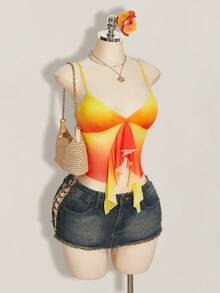 SHEIN ICON 女士休闲百搭荷叶边吊带背心，适合约会和外出穿着 - 彩色 - 查看 6