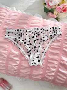 PetitDoll 1pc Cute Heart Design Ladies Romantic Panties - Black and White - View 3