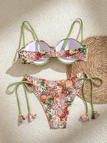 Swim Vcay Bộ bikini và quần tam giác gợi cảm họa tiết da báo và hoa dành cho nữ, thích hợp mặc đi biển mùa hè. - Nhiều màu - Xem 8