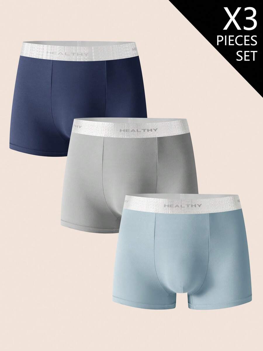 3pcs/Set Men's Letter Waistband Casual Boxer Briefs - Multicolor - View 1