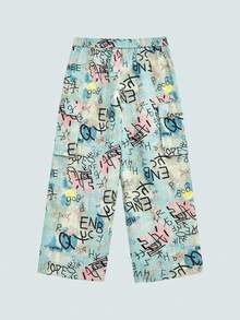 Modcrash Pantalones de chándal con estampado de camuflaje, estilo de moda callejera y punk para hombres, un artículo imprescindible, pantalones anchos de moda callejera personalizados y sueltos, de otoño a verano - Verde Caza - Ver 3
