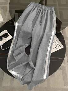 Resyla Regular Fit V-Neck Short Sleeve Top + Straight Leg Pants With Side Pockets - Light Grey - View 5