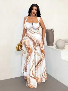 Maweii Plus Size Sleeveless Casual Vacation Fashionable Printed Chic Dress - Multicolor - View 6