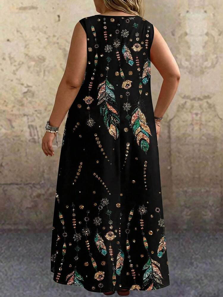 Plus Size Sleeveless Floral Print White Dress, Summer Summer Dress Summer Outfits For Women Spring Clothing Spring Outfit Beach Outfits For Women Vacation Outfits Women Summer Holiday Outfits Country Style For Women Festival Outfits For Women Casual Dresses For Women Country Dress Zanzea Dress For Women Plus Size