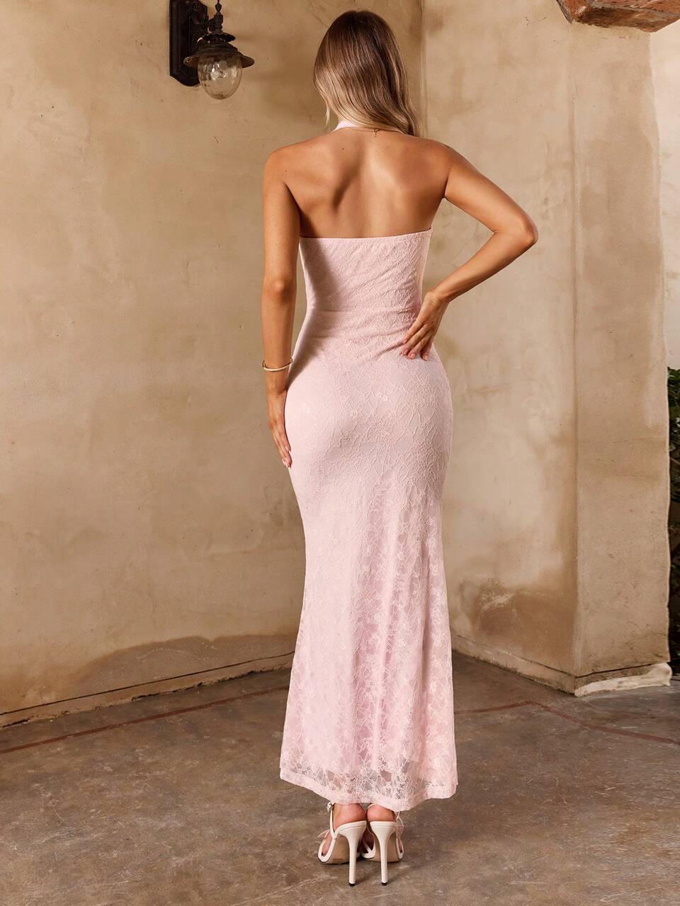 Enchnt Vestido de mujer con cintura ajustada y dobladillo acampanado, de estilo jacquard para verano
