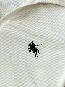 Conjunto de 2 piezas de top corto ajustado de punto con contraste de color, cuello azul marino y blanco, con pequeño logotipo bordado para niñas preadolescentes, compra 1 y llévate 1 gratis - Azul y blanco - Ver 5