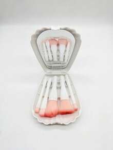 5Pcs 1Set White Shell Pattern Makeup Brush Set With Mirror Portable Mini Makeup Brush Boxed Multi Function Paint Powder Blusher Brush Professional Makeup Kit Complete Makeup Gift Set - Multicolor - View 12