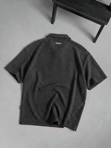 SUMWON Men's Textured Knit Polo Shirt With Point Collar And Short Sleeves Classic Regular Fit Casual Summer Top - Black - View 2