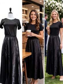 Đầm khiêu vũ dài thời trang, làm từ sợi polyester, váy ba lê satin dành cho nữ, thích hợp cho múa bụng, khiêu vũ, múa flamenco và múa rock. - Nhiều màu - Xem 7