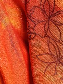 Soleia Plus Size Vintage Bohemian Animal Print Orange Jellyfish Ruffle Trim Shiny Chiffon Dress Beach Vacation Summer - Multicolor - View 10