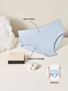 LUVLETTE Bộ 3 quần lót nữ cạp cao bằng cotton Plus - Màu đen - Nhiều màu - Xem 3