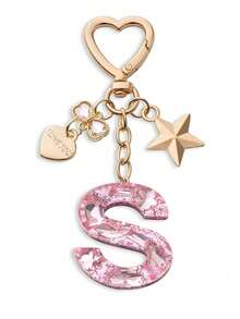 Llavero con letra linda, llavero rosa con diamante, llavero colgante de letra mayúscula de resina con lámina, llavero elegante, regalo para mujer, decoración de billetera, Día del Padre, Día de la Madre, regalo de cumpleaños, regalo festivo de Acción de Gracias y Navidad. - Polvo de diamante - Ver 31