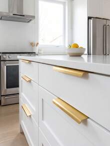 5PCS Brushed Gold Cabinet Handles, Suitable For Cabinets And Wardrobes, Sizes: 8cm/3.15in, 12cm/4.72in, 15cm/6in, 20cm/7.87in, 30cm/11.8in, Kitchen Cabinet Pulls, Drawer Pulls, Modern Concealed Aluminum Handles For Wardrobe Doors, Brushed Gold - Gold - View 7