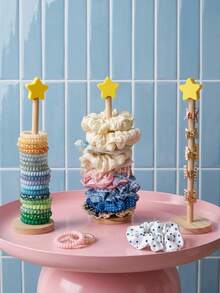Joivida 1Pc/2Pcs/3Pcs Star Hair Band Solid Wood Storage Rack, Hair Band Headband, Hair Clip, Hair Claw Storage Rack, Hair Accessory Storage - Multicolor - View 3