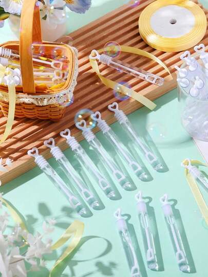 Multiple Items Per Package White Heart Bubble Wand Empty Tube Mini Party Favor Wedding Valentine Birthday Proposal Celebration Toy Decoration Favors Gift