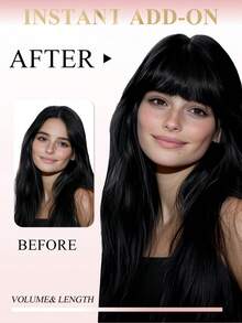 Tóc mái kẹp 100% tóc thật, màu đen tuyền, kiểu tóc mái giả có phần thái dương, dành cho nữ, thích hợp sử dụng hàng ngày. - S1 - Xem 5