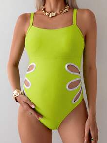 Swim Vcay Áo tắm liền thân họa tiết hoa dành cho bà bầu, thích hợp cho kỳ nghỉ biển thư giãn. - màu xanh lá - Xem 5