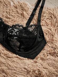 HautHeat Charlaine Women's Fashion Lace Wireless Unpadded Bra With Underwire, Chic Autumn Lingerie Bra - Black - View 4