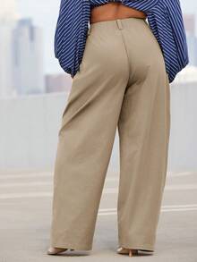 Vixey High Waist Pleated Barrel Leg Office Pants, Office Wear, Workwear, Desk To Dinner - Camel - View 5