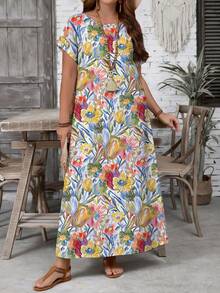 EMERY ROSE Đầm dự tiệc thường ngày in hoa dành cho nữ cỡ lớn - Nhiều màu - Xem 4