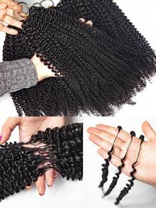 Boho Braids Tóc giả móc sợi xoăn tự nhiên không thắt nút dành cho nữ, trọng lượng 50g/150g/250g, đã được tách sẵn, kiểu tóc móc sợi mảnh, tóc xoăn tít, tóc thật 12A siêu nhẹ, màu đen tự nhiên. - Natural Black - Xem 15
