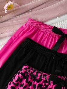 Chillnights 3pcs Women Summer Casual Bow Decor Pajama Bottoms - Multicolor - View 4