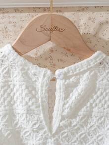 Souflis Souflis French Style Girls Toddler White Delicate Cap Sleeve Round Neck Dress,Elegant Summer Flower Girl Holiday Fashion For School Outing And Shopping - White - View 6